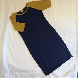 LuLaRoe Julia Navy/Mustard Size XL NWOT